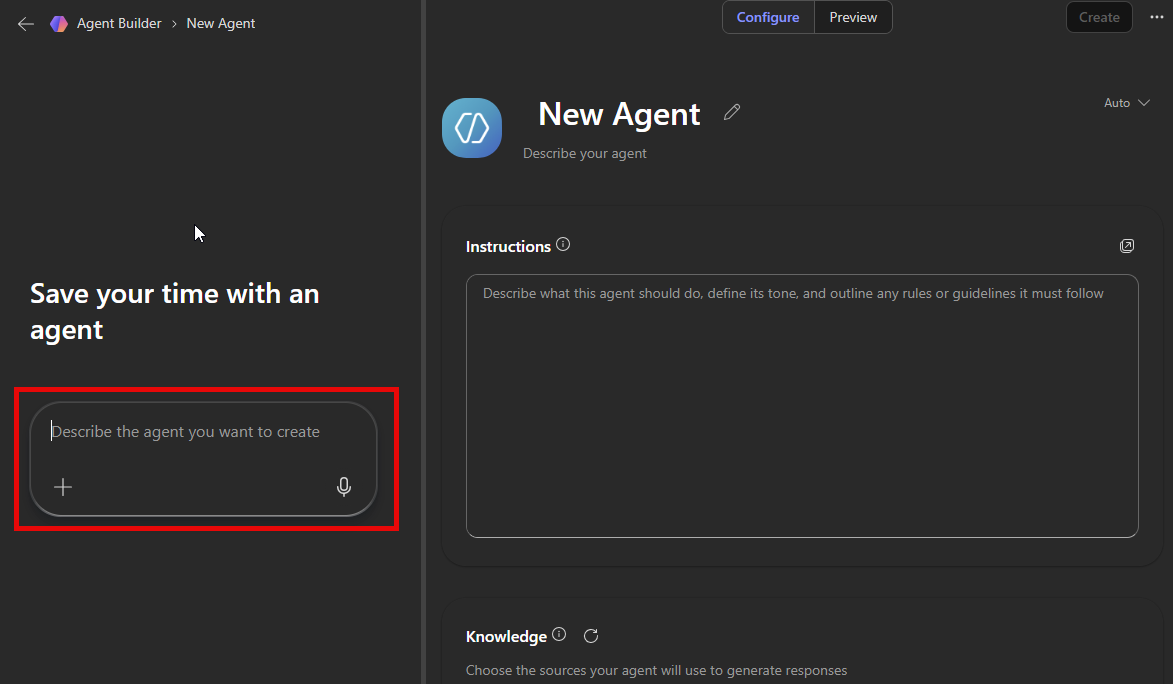 Screenshot showing Describe feature.