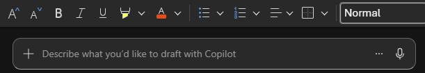 Screenshot showing Draft with Copilot in Word.