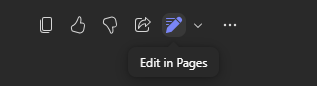 screenshot showing Copilot in Pages.