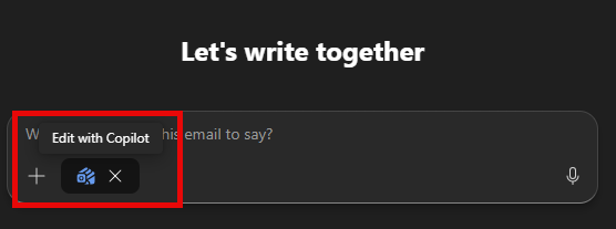 Edit with Copilot toggle in Outlook.