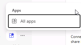 Screenshot of the M365 apps button in Copilot Chat.