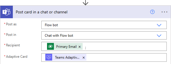 A screenshot of the post adaptive card in a chat or channel pane