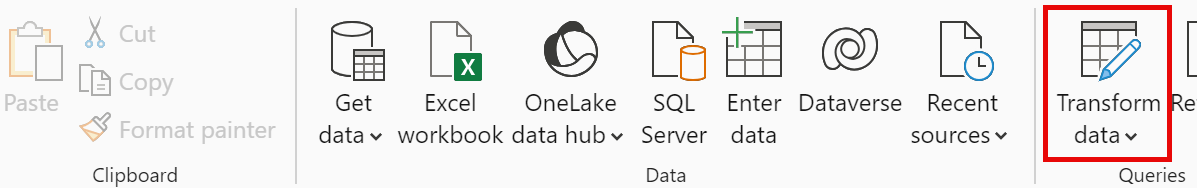 „Daten transformieren“ im Menüband „Start“