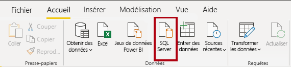 Icône Obtenir des données à partir de SQL Server