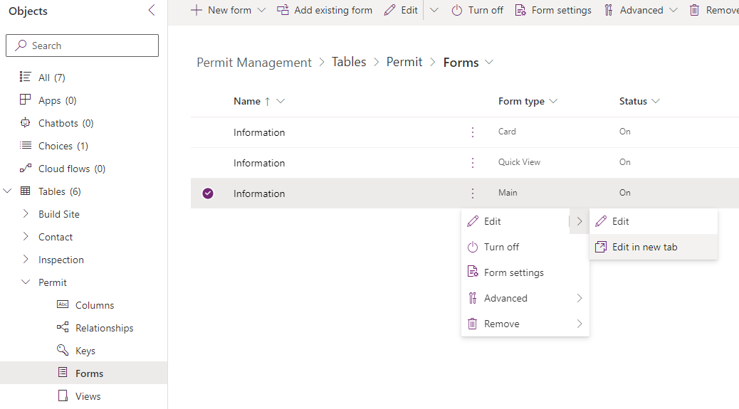 Permit forms - screenshot