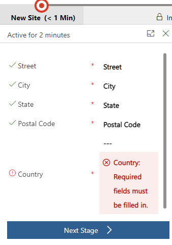 business process flow required step - screenshot