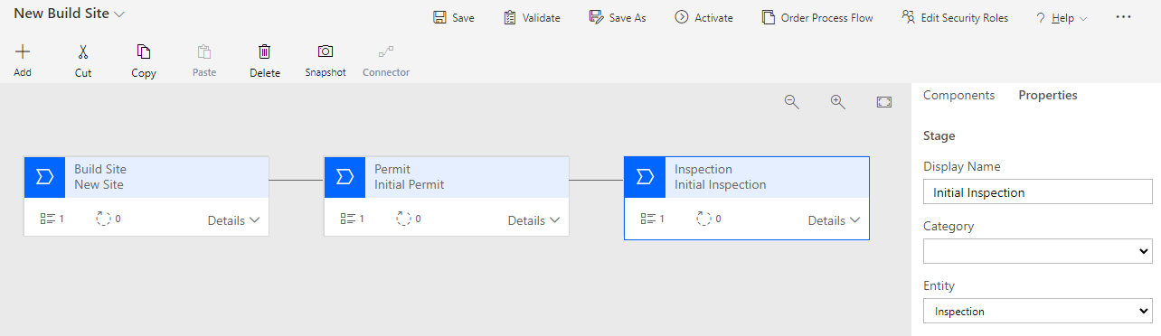 business process flow stages - screenshot