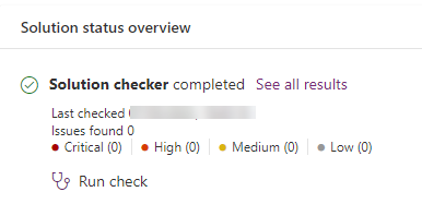 Solution checker with zero issues result - screenshot