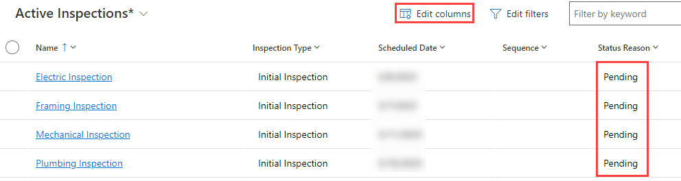 Inspection records - screenshot