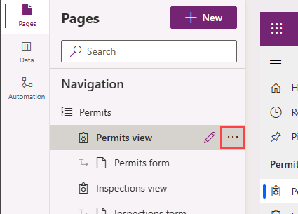 Select permit table - screenshot