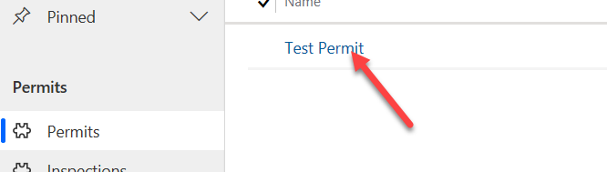 Open permit record - screenshot