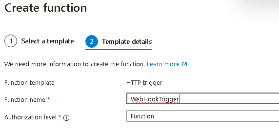 HTTP trigger - screenshot