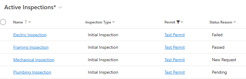 Inspection records - screenshot