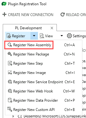 Register new assembly menu option - screenshot