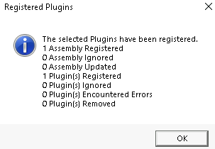Registered assembly plugin - screenshot
