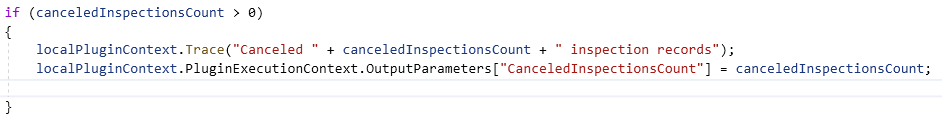 Set output parameter - screenshot