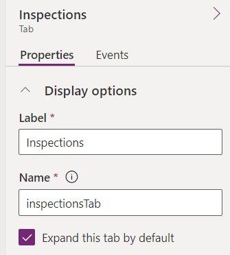 Tab properties - screenshot