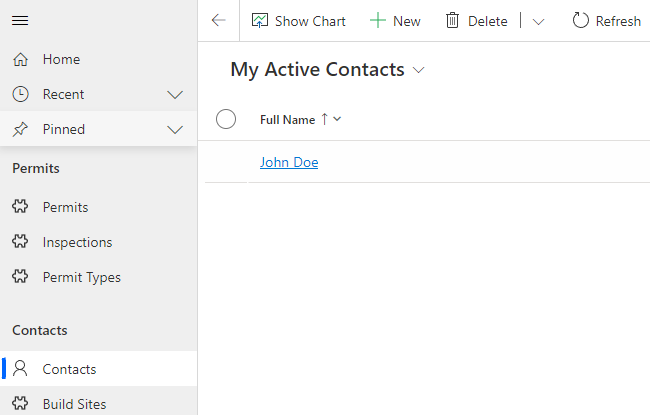 Created contact record - screenshot