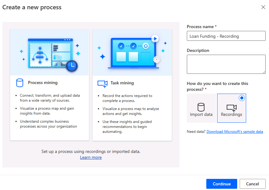 select recording option