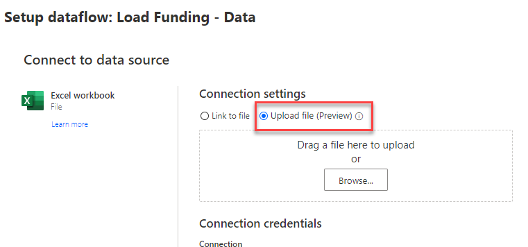 Select Upload file and click Browse.