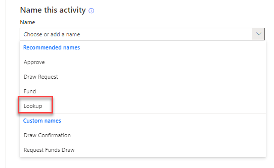 select the lookup activity