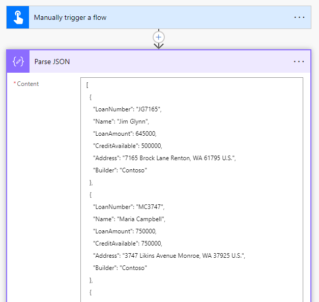 expanded parse JSON step