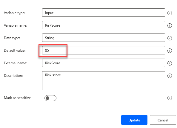 update the default value