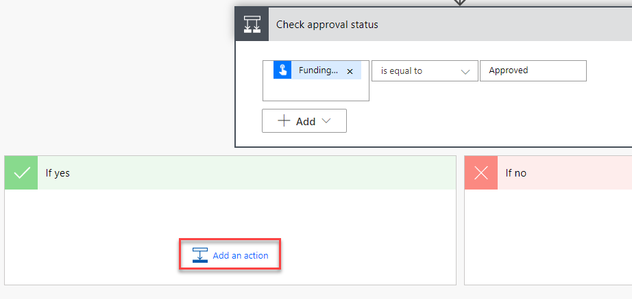 add an action on the yes branch