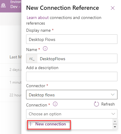 select new connection