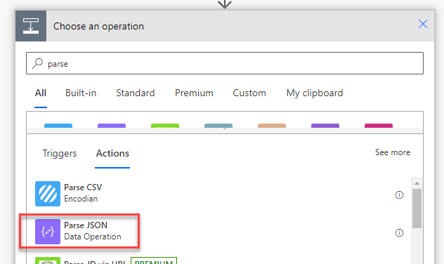 select parse JSON