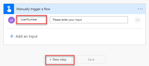 add LoanNumber and select new step