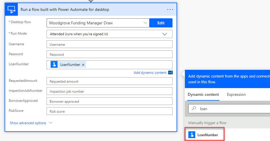 follow the steps for using the dynamic content pane