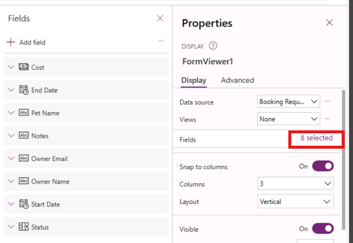 Screenshot of default form fields.