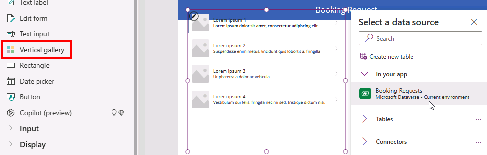 Screenshot of adding a gallery.