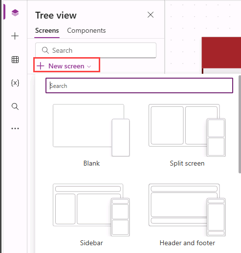 Screenshot of new screen.