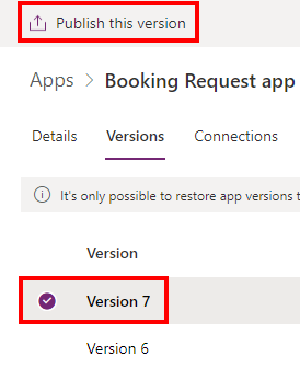 Screenshot of publishing latest version.