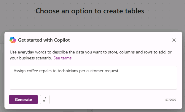 Screenshot of copilot prompt.