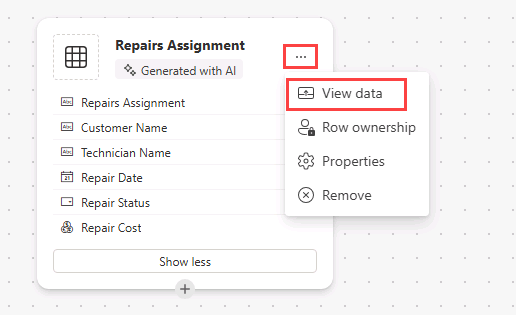 Screenshot of copilot table.