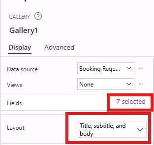 Screenshot of gallery properties.