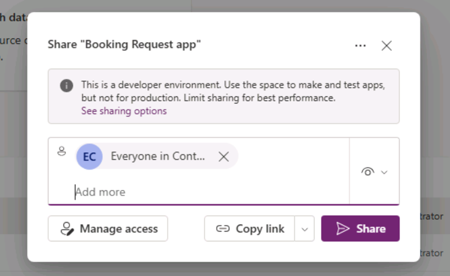 Screenshot of share app pane.