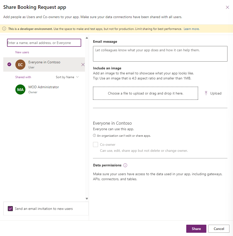 Screenshot of share app pane.