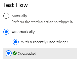 Screenshot des Testflows mit dem zuletzt verwendeten Trigger