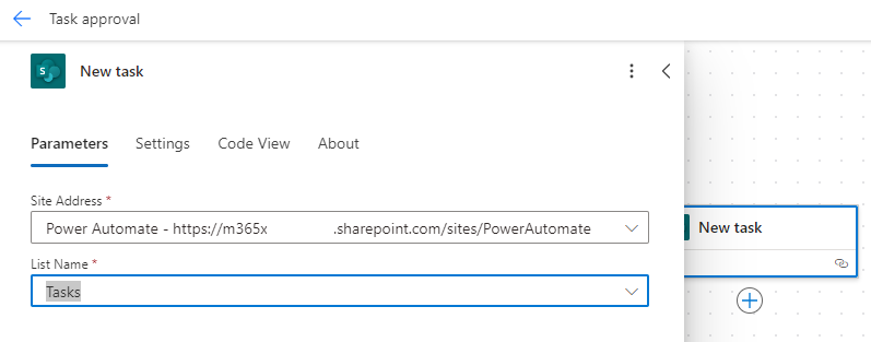 SharePoint トリガーのスクリーンショット。