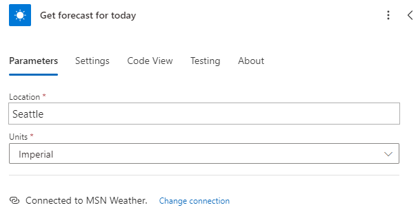 Screenshot of flow step parameters.
