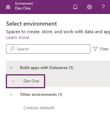 Environment selector.