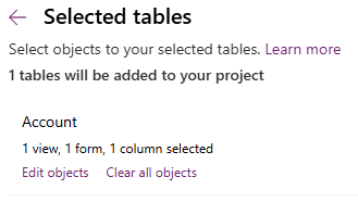Add table objects.