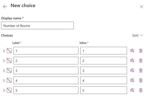 Screenshot of completed global choice pane