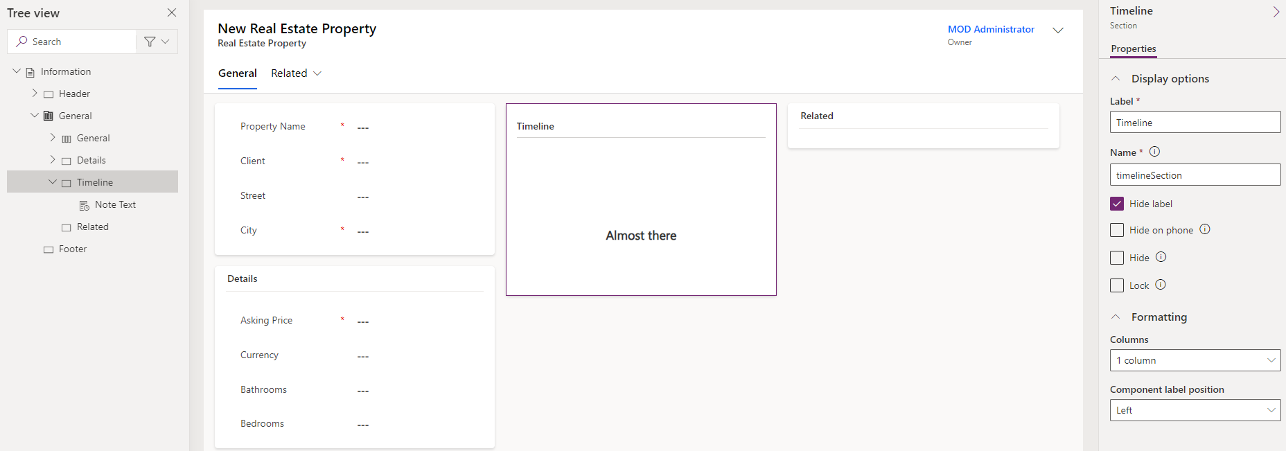 Timeline control on form.