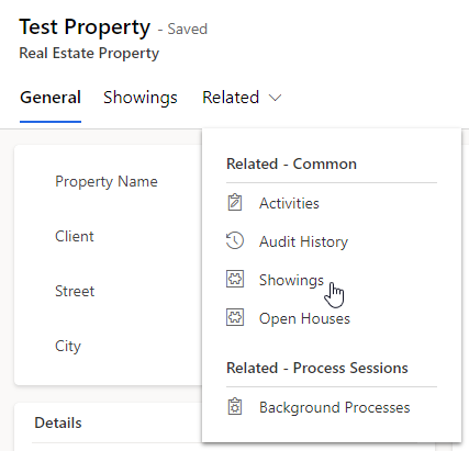 Screenshot of model-driven form related tables.