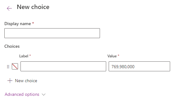 Screenshot of new global choice pane